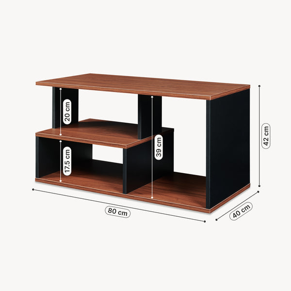 Sofabord Trond 80x40x42 cm Sort/Valnød [en.casa]