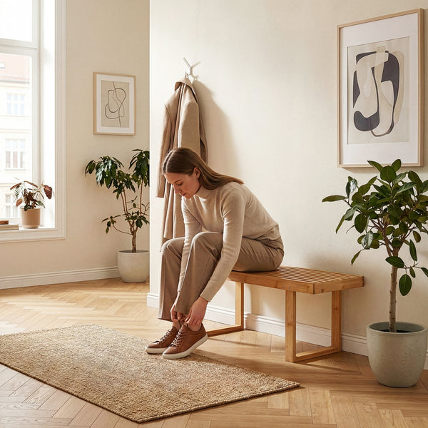 Bænk Aarela 91x41x38 cm Bambus [en.casa]