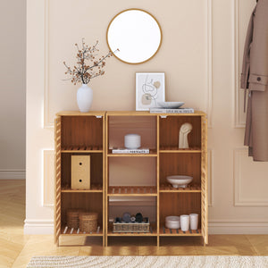 Skabsskab Hakseri 2 dele 87x99x33 cm Bambus Natur [en.casa]