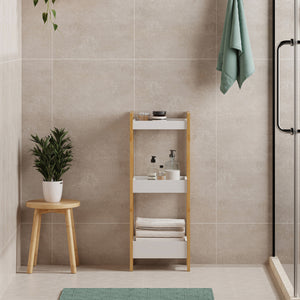 Badreol Anun med 3 niveauer 75x28x20 cm bambus natur/hvid [en.casa]