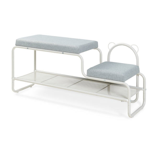 Skobænk med børnestol Jässaatka stål 100x32x46 cm grå [en.casa]