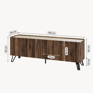 Tv-skab Trorlon 160x40x55 cm valnøddeoptik/travertin [en.casa]