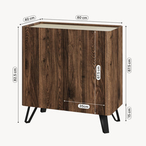 Kommode Trorlon 83x80x40 cm valnøddeoptik/travertin [en.casa]