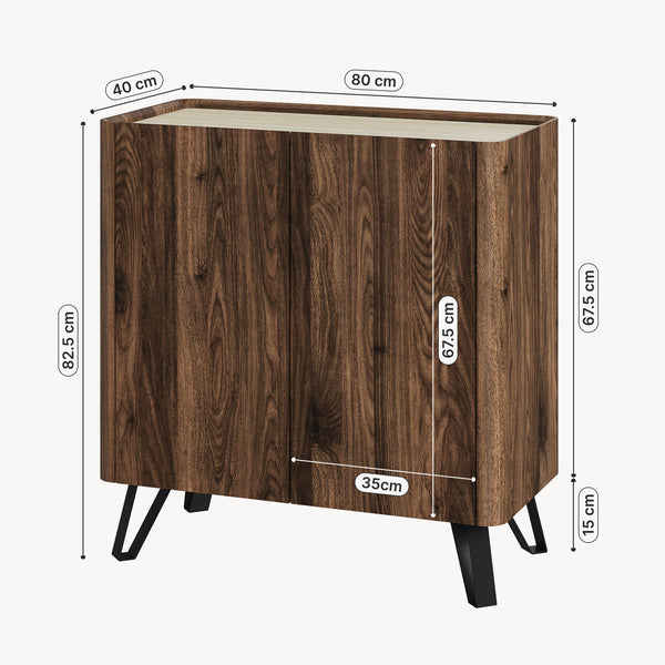 Kommode Trorlon 83x80x40 cm valnøddeoptik/travertin [en.casa]