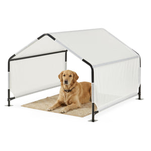 Udendørs hundetelt Valevali 122x122x90 cm Sort/Hvid [en.casa]