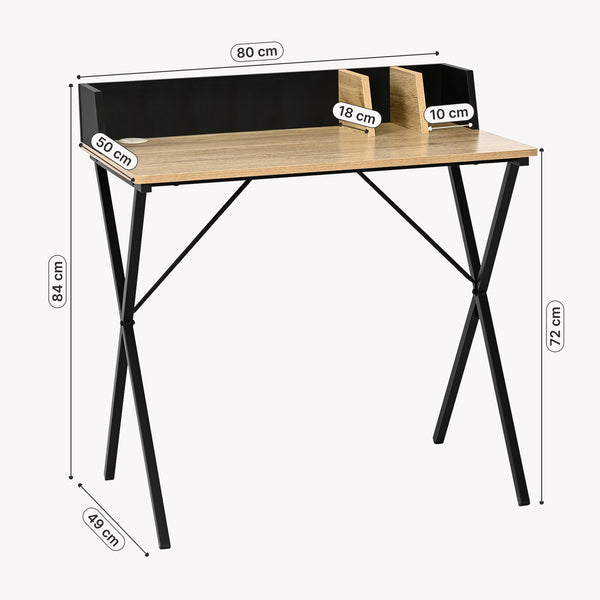 Skrivebord Kappespoo 84x80x50 cm Sort/Ege-look [en.casa]