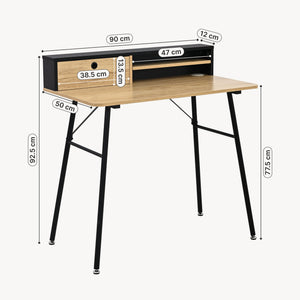 Skrivebord Var 93x90x50 cm Sort/Egeoptik [en.casa]