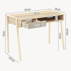 Skrivebord Boderas 107x55x78 cm Beige/Travertin [en.casa]