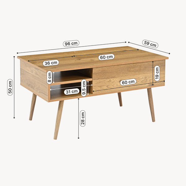 Sofabord Vasdabod med løfteplade 96x59x50 cm egetræslook [en.casa]