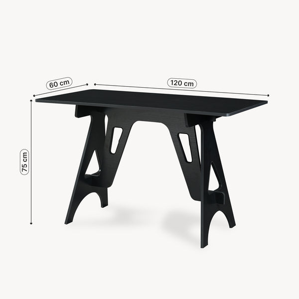 Skrivebord Bostenenna 120x60x75 cm Sort med træstruktur [en.casa]