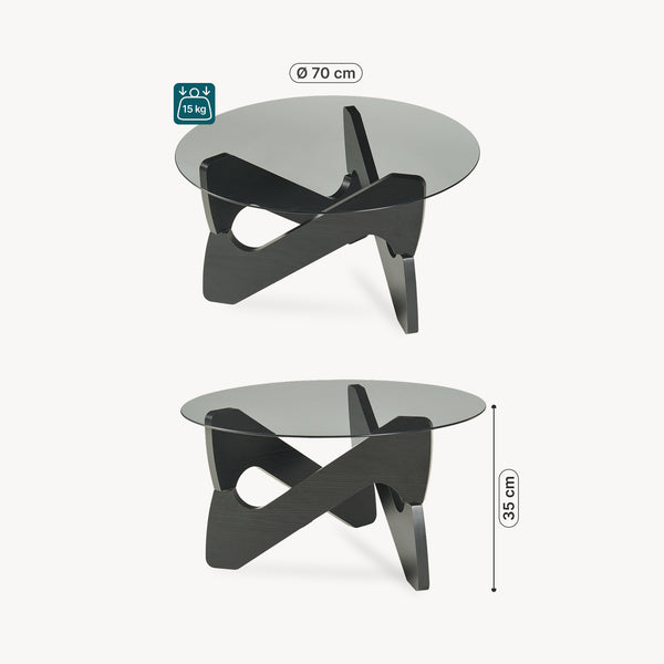 Sofabord Reypio Ø70x35 cm Sort/Grå [en.casa]
