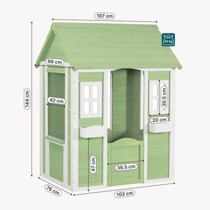 Børnehus Kuoldsvin Grantræ 144x102x90 cm Grøn/Hvid [en.casa]
