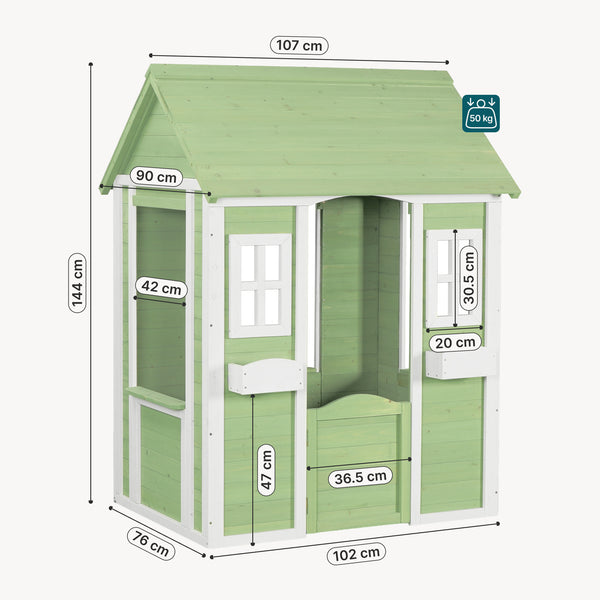 Børnehus Kuoldsvin Grantræ 144x102x90 cm Grøn/Hvid [en.casa]