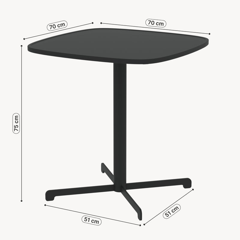 Målskitse Udendørs bistrobord Foggia 75x70x70 cm stål antracitgrå [casa.pro]