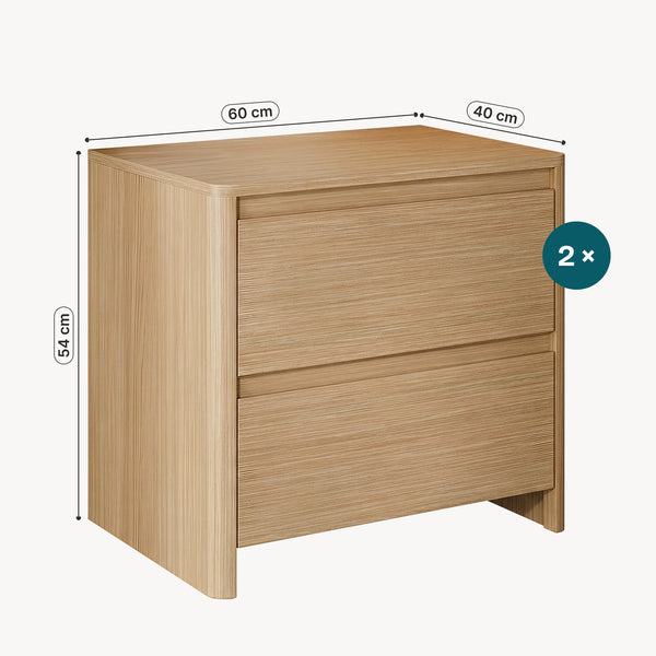 Natbord Takranmaa 2 stk. sæt 54x60x40 cm Eg-look [en.casa]