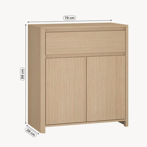 Skab med skuffe Takranmaa 88x79x39 cm egetræslook [en.casa]