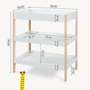 Puslebord Oupilu med 2 hylder 91x82x53 cm Hvid [en.casa]