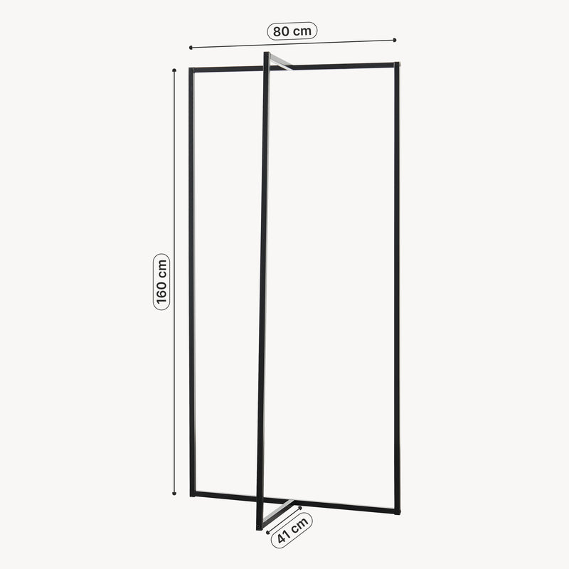 Målskitse Garderobestativ Norjad 160x80x41 cm Metal Sort [en.casa]