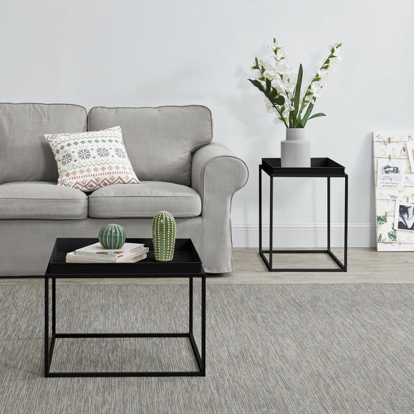 [en.casa] Bakkebord - sæt 2 stk. - aftagelige bakker - 39x54,5x54,5cm - 55,5x54x40cm - ridsefast - i forskellige farver