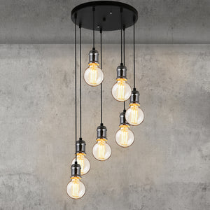 [lux.pro]® Stilig Hængelampe - 7xE27 max.60W - metal - sort/sølv