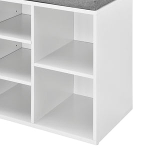 [en.casa]®  Skohylde / Bænk - 10 Opbevaringsoverflade - 103 x 30 x 48 cm - hvid/grå