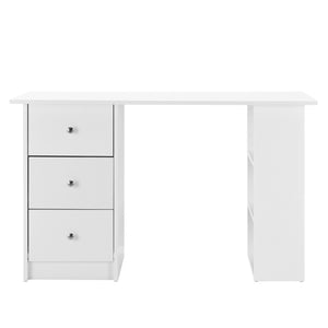 [en.casa]® Skrivebord 120 x 49 x 72 cm 3 Opbevaring  3 Skuffer Hvid