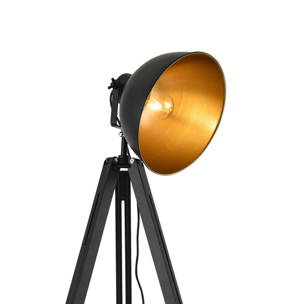 [lux.pro]® Gulvlampe - Passau - 1xE27 - max. 60W - metal -  sort/guld