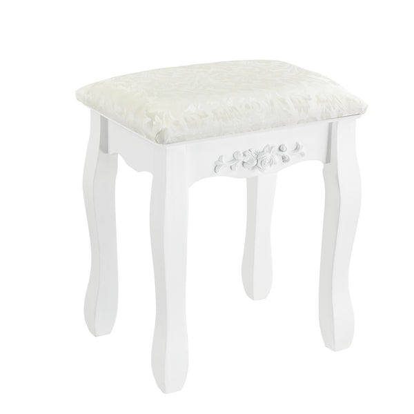 [en.casa]® toiletbord/sminkebord med spejl og stol - 141x75x40cm - hvid