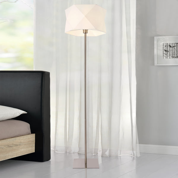 [lux.pro] Gulvlampe Narwa - 1xE27 - max60W - 152xØ40cm - krom - linned - hvid