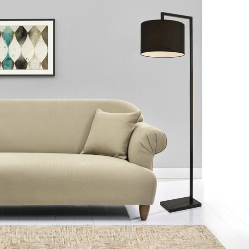 [lux.pro] Gulvlampe Düsseldorf - 1xE27, max.60W - metal - tekstil - sort