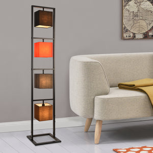 [lux.pro]® Gulvlampe Tavira - 4xE14m - max40W - 4 lampeskærme i forskellige farver - tekstil - metal