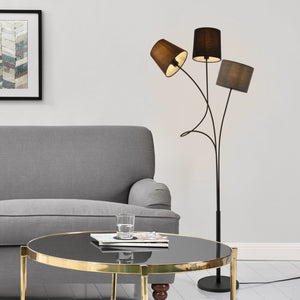 [lux.pro]® Gulvlampe Treviso - 3 lampeskærme - 3xE14 - 146cm - metal - tekstil