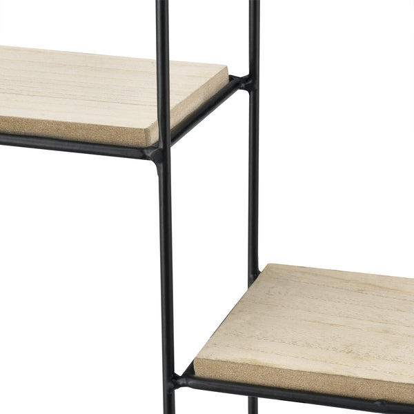 [en.casa] Rund Væghylde - 2 hylder - 35x12x35cm - metal - træ - sort