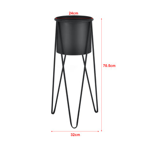 [casa.pro]® Plantestativ sæt - 2 stk. - med indbyggede krukker - 48x25cm - 70,5x32cm - Metal / sort