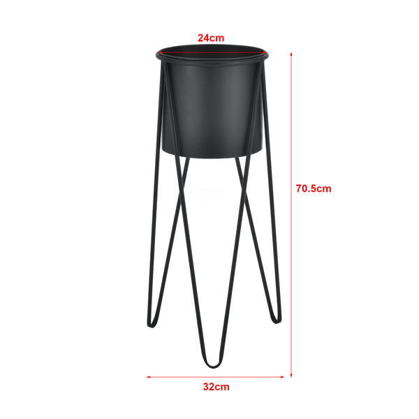 [casa.pro]® Plantestativ sæt - 2 stk. - med indbyggede krukker - 48x25cm - 70,5x32cm - Metal / sort