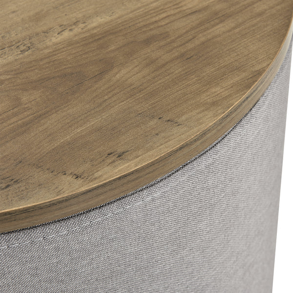 [en.casa] Sofabord med opbevaringsplads - tekstil/spånplade - 41xØ43cm - træ optik/grå