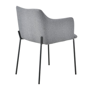 [en.casa] Polstret stol - 76x52x53cm - metal/tekstil - grå/sort