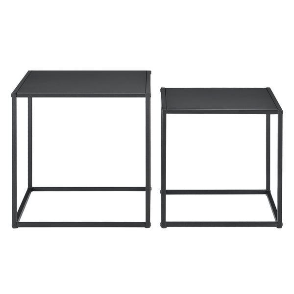 [en.casa]® Sofabord / Sideboard Ulrika sæt med 2-metal-40x40x40cm-35x35x35cm-modstandsdygtig mod ridser-sort-matt