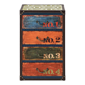 Kommode Geeste 66x40x30 cm med 4 skuffer i kunstlæder Flerfarvet en.casa