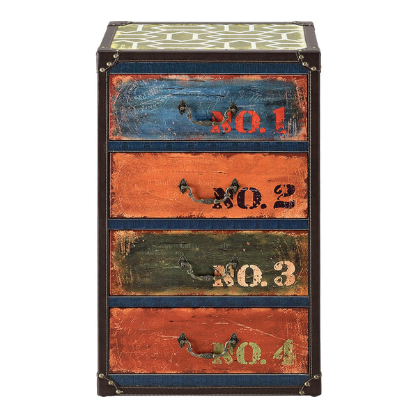 Kommode Geeste 66x40x30 cm med 4 skuffer i kunstlæder Flerfarvet en.casa