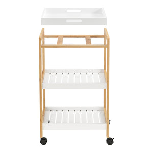 Serveringsvogn Lugano 75x46x35 cm Vogn med hylde hvid/natur en.casa