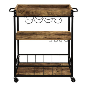 Serveringsvogn Thalwil 89,5 x 67 x 40 cm Vogn med flaskeholder sort/træfarver en.casa