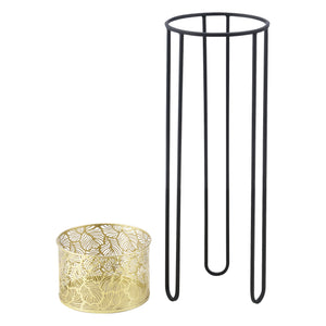 Urtepottestativ Modave 2-delt sort-guldfarvet en.casa