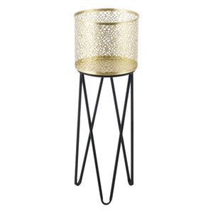 Urtepottestativ Marchin 2-delt sort-guldfarvet en.casa