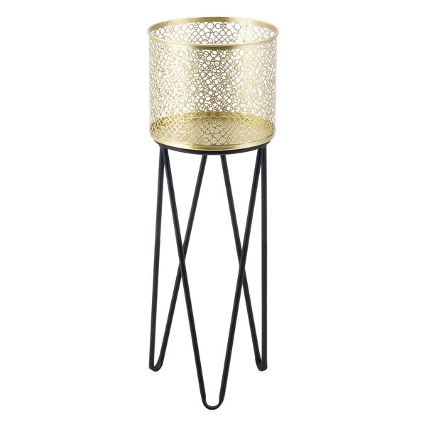 Urtepottestativ Marchin 2-delt sort-guldfarvet en.casa