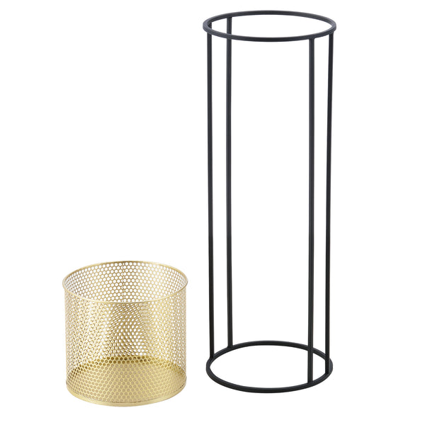 Urtepottestativ Malmedy 2-delt sort-guldfarvet en.casa