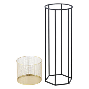 Urtepottestativ Malgedem 2-delt sort-guldfarvet en.casa