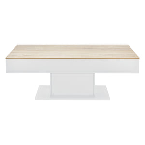 [en.casa]® Sofabord Lünen med opbevaringsrum-40x110x60cm-ljus træ-optik-vit-melaminovertrukket spånplade