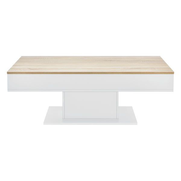 [en.casa]® Sofabord Lünen med opbevaringsrum-40x110x60cm-ljus træ-optik-vit-melaminovertrukket spånplade