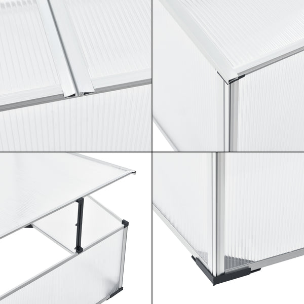 Hoorn køleramme med tag opdelt i grene 100x60x40 cm aluminium polycarbonat en.casa